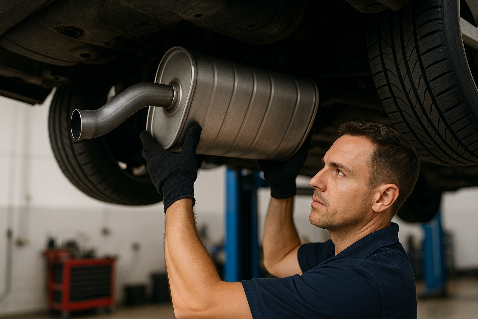 Custom exhaust system installation